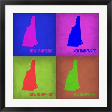 Framed New Hampshire Pop Art Map 1 Print