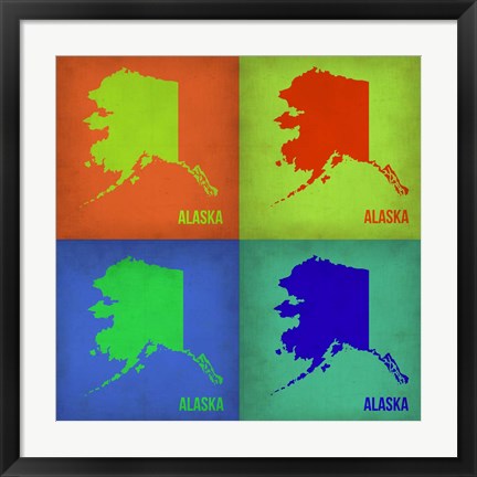 Framed Alaska Pop Art Map 1 Print