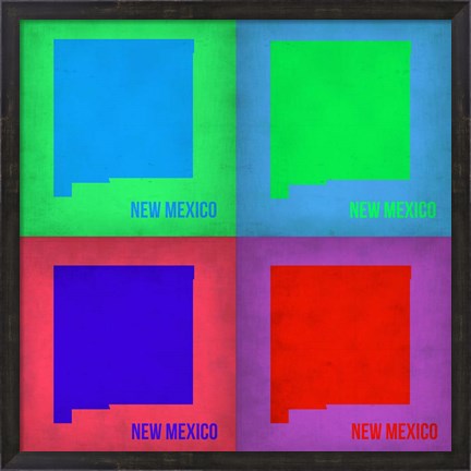 Framed New Mexico Pop Art Map 1 Print