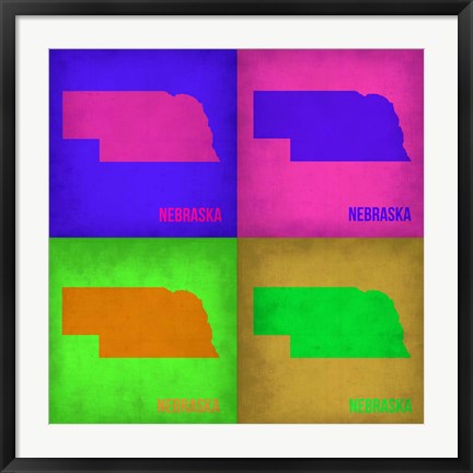 Framed Nebraska Pop Art Map 1 Print