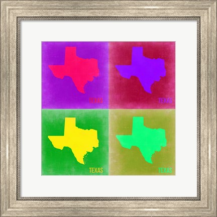 Framed Texas Pop Art Map 2 Print