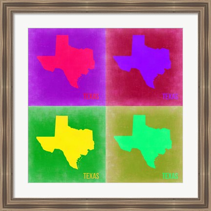 Framed Texas Pop Art Map 2 Print