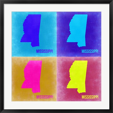 Framed Mississippi Pop Art Map 2 Print