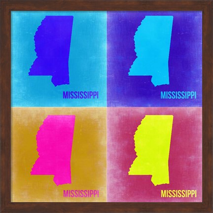 Framed Mississippi Pop Art Map 2 Print