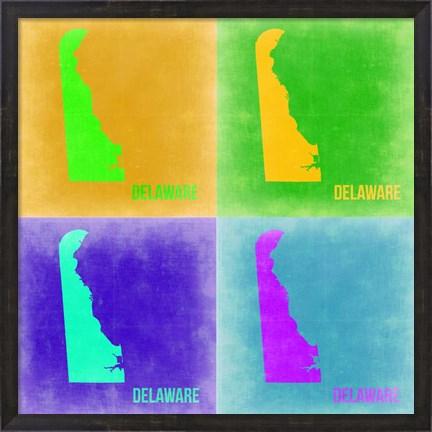 Framed Delaware Pop Art Map 2 Print
