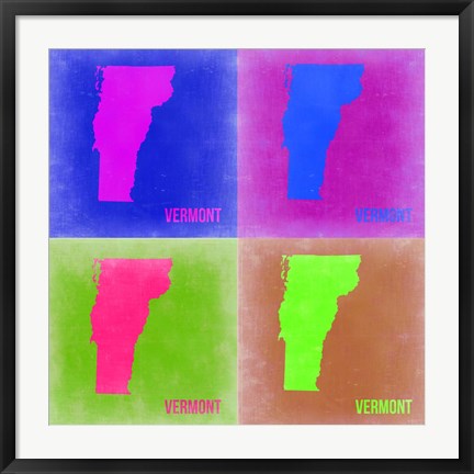 Framed Vermont Pop Art Map 2 Print