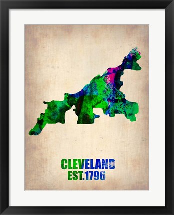 Framed Cleveland Watercolor Map Print