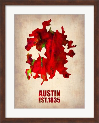 Framed Austin Watercolor Map Print