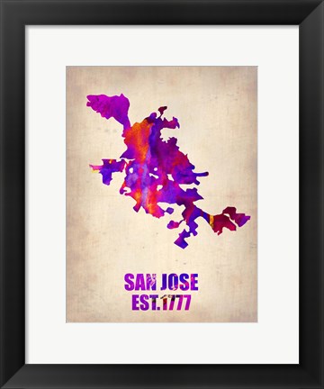 Framed San Jose Watercolor Map Print