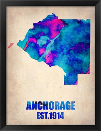 Framed Anchorage Watercolor Map Print