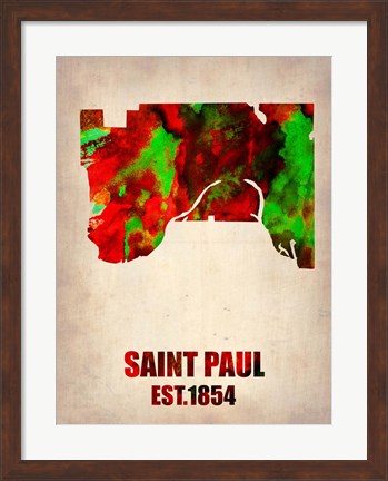 Framed Saint Paul Watercolor Map Print