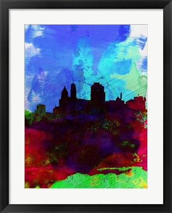 Framed Cincinnati Watercolor Skyline Print