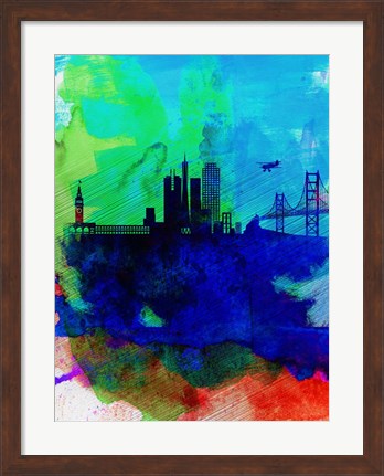 Framed San Francisco Watercolor Skyline 2 Print