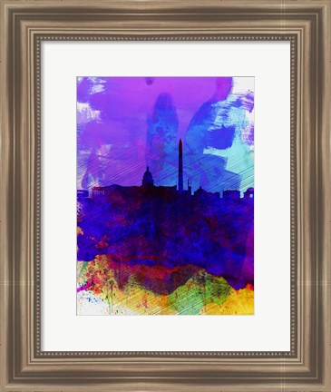 Framed Washington DC Watercolor Skyline 2 Print