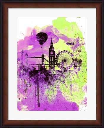 Framed London Watercolor Skyline 1 Print