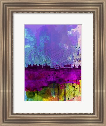 Framed Amsterdam Watercolor Skyline Print