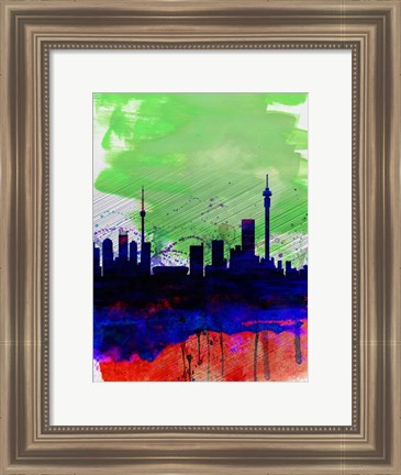 Framed Johannesburg Watercolor Skyline Print