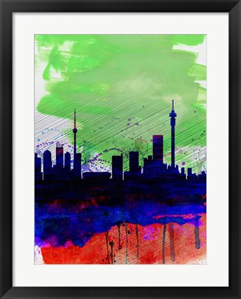 Framed Johannesburg Watercolor Skyline Print