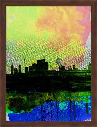 Framed Milan Watercolor Skyline 2 Print