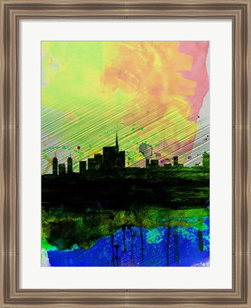 Framed Milan Watercolor Skyline 2 Print