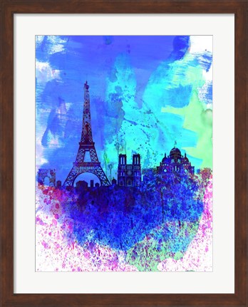 Framed Paris Watercolor Skyline Print