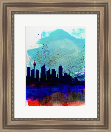 Framed Sydney Watercolor Skyline Print