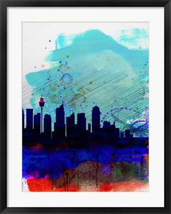 Framed Sydney Watercolor Skyline Print