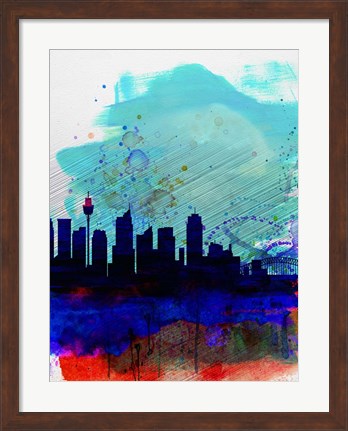 Framed Sydney Watercolor Skyline Print