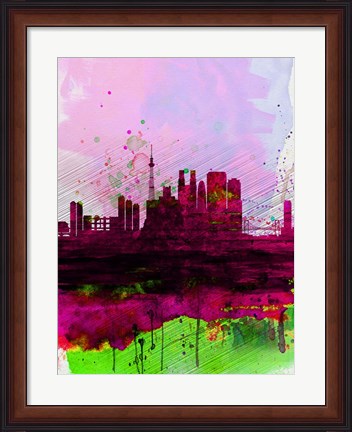 Framed Tokyo Watercolor Skyline Print