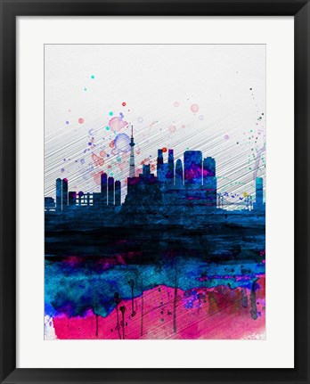 Framed Tokyo Watercolor Skyline Print