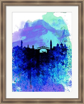 Framed Venice Watercolor Skyline Print