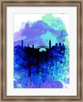 Framed Venice Watercolor Skyline Print