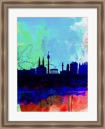 Framed Vienna Watercolor Skyline Print