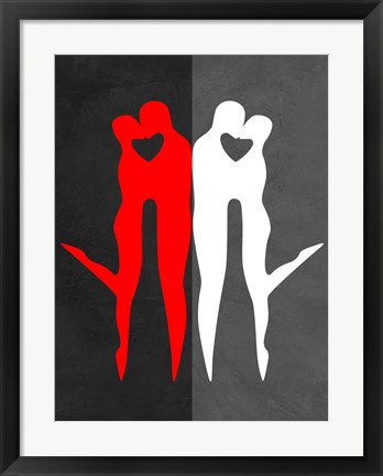 Framed Red Kiss Reflection Print