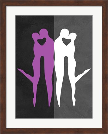 Framed Purple and White Kiss Print