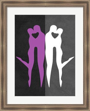 Framed Purple and White Kiss Print