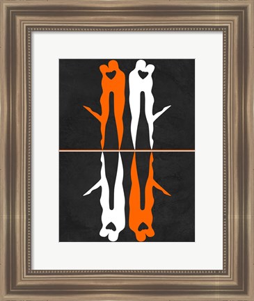 Framed Orange and White Kiss Print