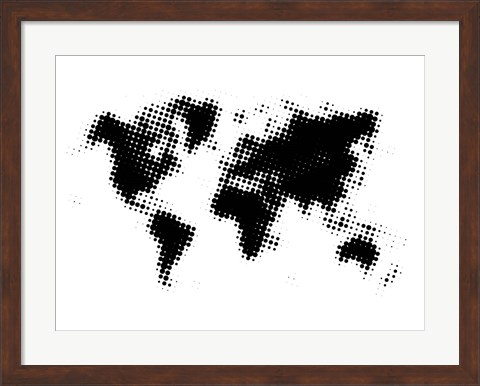 Framed Black Dotted World Map Print