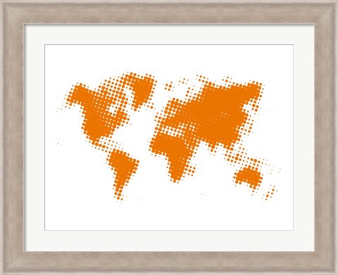 Framed Yellow Dotted World Map Print