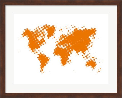 Framed Yellow Dotted World Map Print