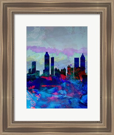 Framed Atlanta Watercolor Skyline Print
