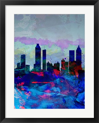 Framed Atlanta Watercolor Skyline Print