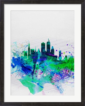 Framed Boston Watercolor Skyline Print