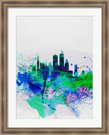 Framed Boston Watercolor Skyline Print