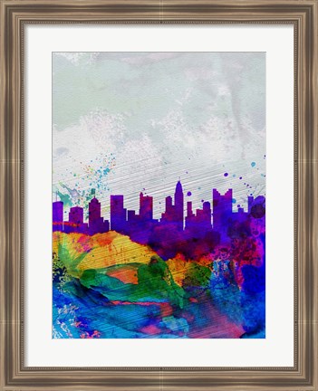 Framed Columbus Watercolor Skyline Print