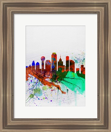 Framed Dallas Watercolor Skyline Print