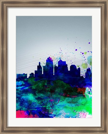 Framed Kansas City Watercolor Skyline Print