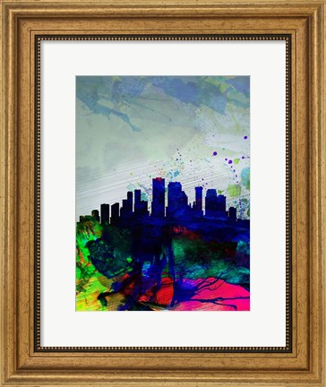 Framed New Orleans Watercolor Skyline Print