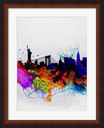 Framed New York  Watercolor Skyline 1 Print