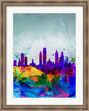 Framed Philadelphia Watercolor Skyline Print